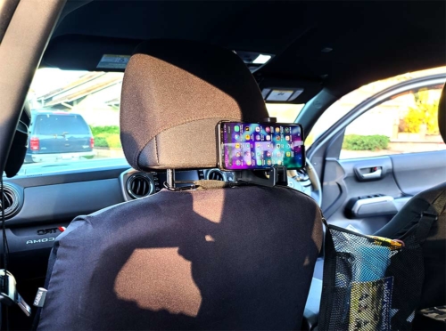 Adjustable Car Headrest Hook For Purses And Bags With Phone Holder - 2 pieces photo review